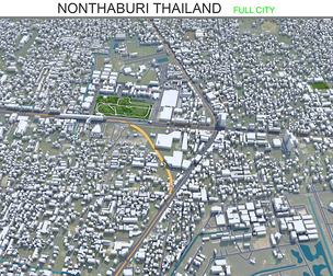 Nonthaburi city Thailand 3d model 15km