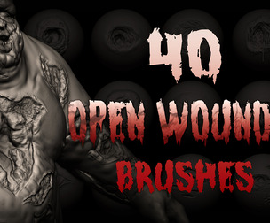 Zbrush + Blender - 40 Open Wounds VDM Brush
