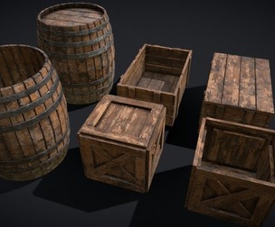 Medieval Style Barrels and Crates
