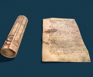 Scroll and Page of Sacramentaire de Gellone
