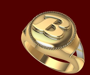 B Alphabet Signet Ring 3d Model
