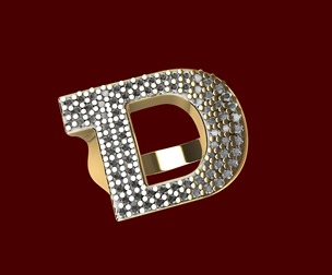 Designer D Letter Signet Ring
