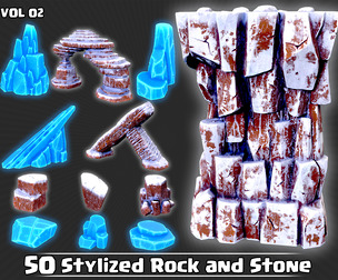 50 Stylized Rock & Stone Game Ready VOL02