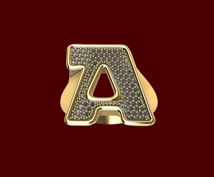 A Letter Diamond Signet Ring