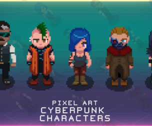 Pixel Art Cyberpunk Characters