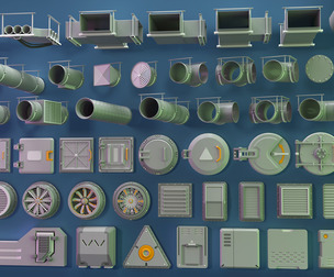 Industrial Kitbash - 8 - 55 pieces