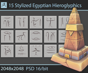 Stylized Egyptian Hieroglyphics Alphas