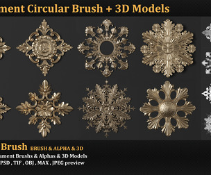 8 Ornament Circular 3Dmodel Brush alpha