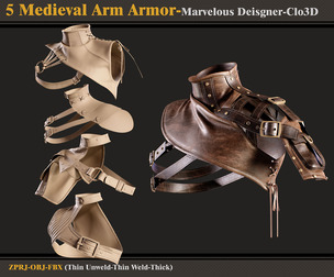 5 Medieval Arm Armor-Marvelous Designer-Clo3D