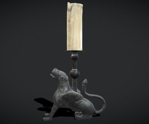 Bronze Chimera Candlestick