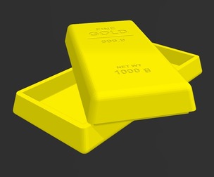 3D Gold Ingot Bar Storage Box