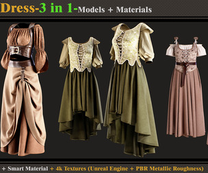 3 Gothic Dress-Models+Materials