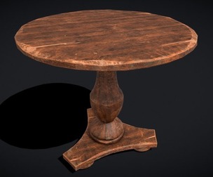 Round Worn Medieval Table