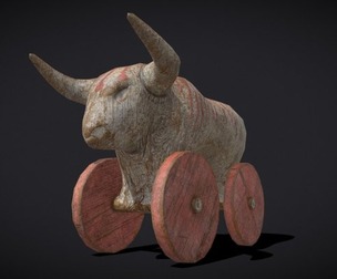 Vintage Carved Bull Toy