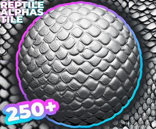 250+ Tileable Dragon Skin Alphas for ZBrush vol.5