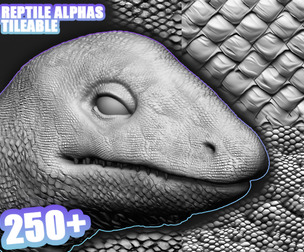 250+ Tileable Dragon Skin Alphas for ZBrush vol.4