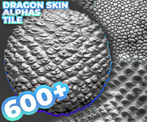 600+ Reptile, Dragon Skin Alphas for ZBrush vol.3