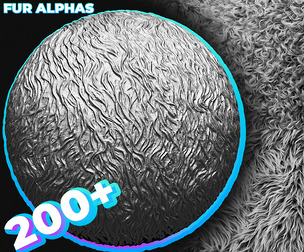 200+ Fur Alphas for ZBrush, Blender vol.7