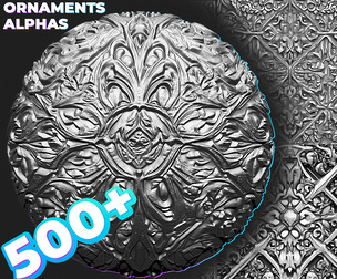 500+ Ornaments Tileable Alphas for ZBrush vol.6