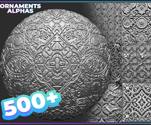 500+ Ornaments Tileable Alphas for ZBrush vol.5