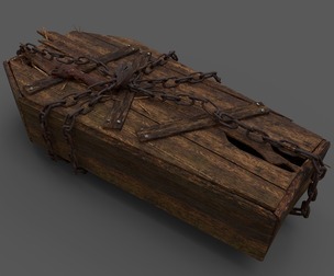 Wooden Coffin With Hand