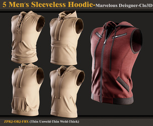 5 Men's Sleeveless Hoodie