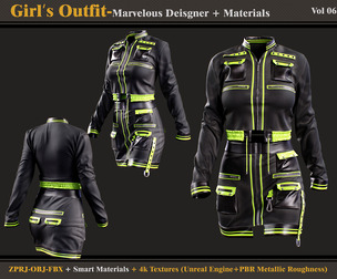 Girls Outfit- Marvelous Designer-Clo3d - OBJ - FBX