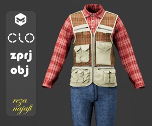 Fishing outfit with vest for marvelous designer