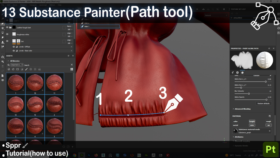 Substance Painter path tool seam 06