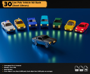 Low Poly Vehicle Asset Library Kitbash