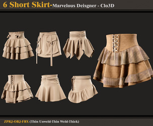 6 Short Skirts-Marvelous Designer-fbx-obj