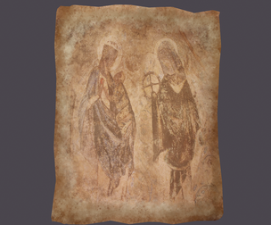 Worn Medieval Paper with Figures