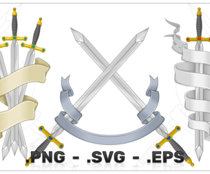 Vector Design Sword Surrounded By Parchment