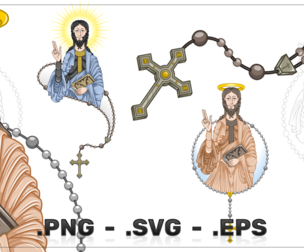 Vector Design Of Santiago Apostle With Rosary