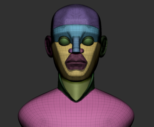 Base Mesh Stylized Male Head Polygroups
