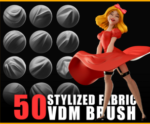 50 Stylized Cloth, Leather & Fabric VDM Brushes