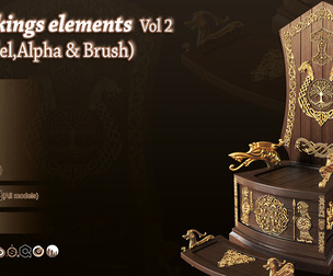 180 Viking elements 3D Model,alpha and brush Vol 2