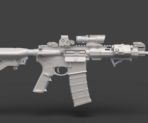 Low Poly Rifle with Parts
