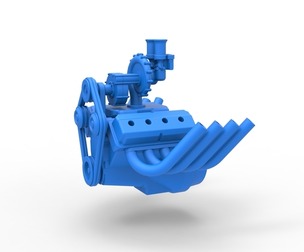 Engine V8 with Centrifugal blower V2 Scale 1:25