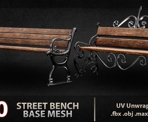 10 street bench  Low & Mid Poly / Game Ready VOL01