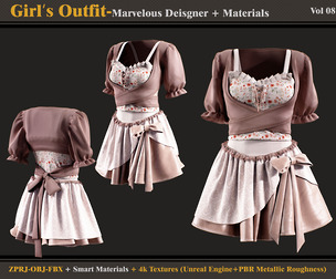 Girls Outfit-models+materials+Textures