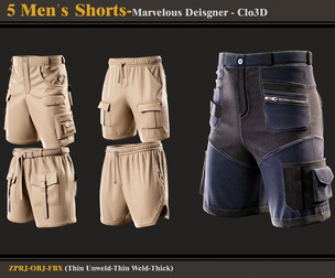 5 Men's Shorts-MD-Clo3D-FBX-OBJ