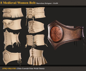 8 Medieval Women's Belt-marvelous Designer-fbx-obj