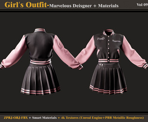 Girl's Outfit-MD-CLO3D-fbx-obj-Materials-Textures
