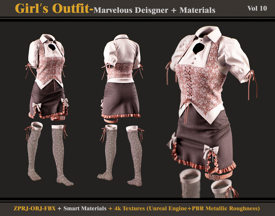 Girl's Outfit MD/Clo3d + materialstextures