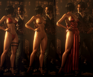 Ada Sexy Red Dress and Naked