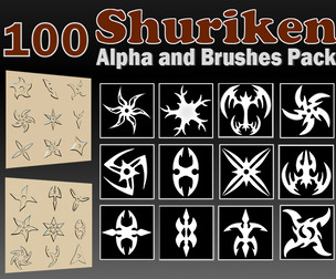 100 Shuriken Alpha and Brushes Pack for Zbrush