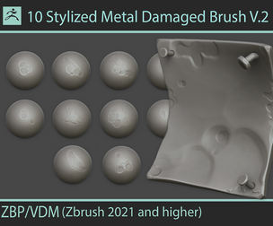Stylized Metal Damaged Brushes V.2