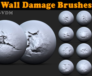Wall Damage Brushes for Zbrush