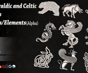 130 Heraldic and Celtic Animals Symbol/Element V2